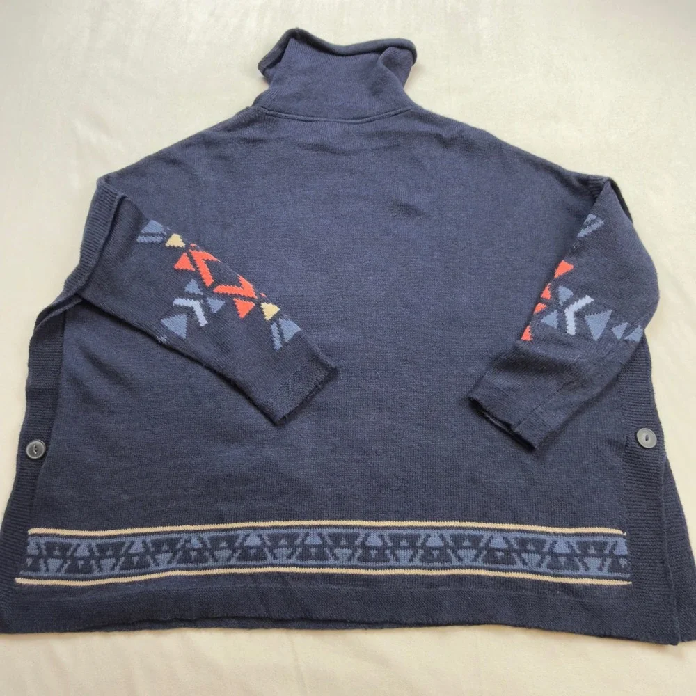 JJill Aztec Tribal Knit Funnel Neck Turtleneck Poncho‎ Sweater Women's XS Petite